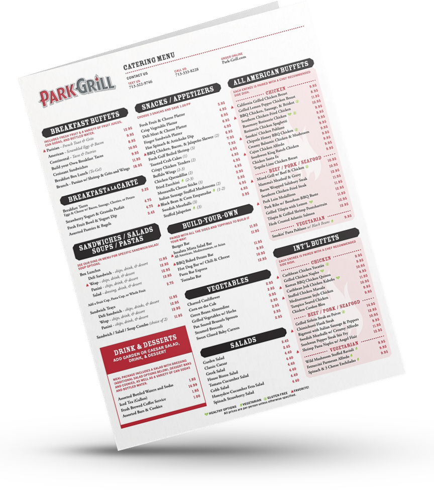 Park Grill Catering Menu